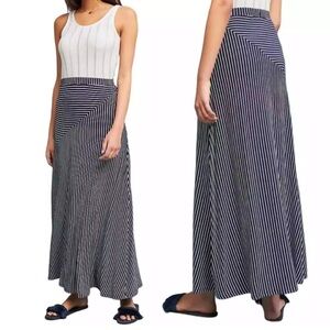 Anthropologie Sunday in Brooklyn XS Blue White Stripped Maxi Skirt Elastic Waist
